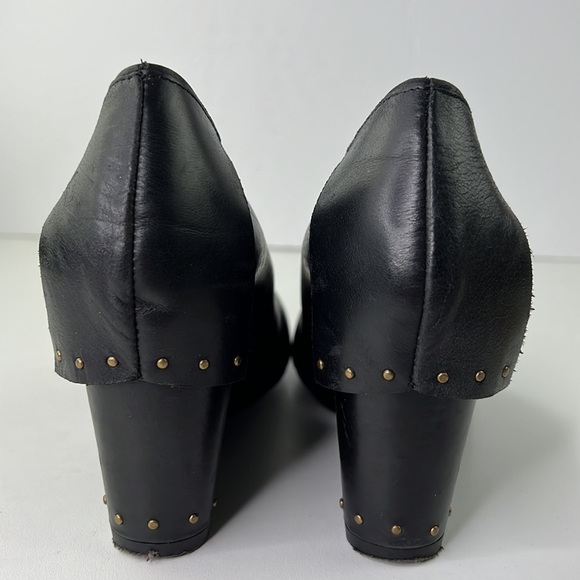 FLY LONDON Black Leather Wedge Shoe with Gold Bead Detail - Picture 6 of 13
